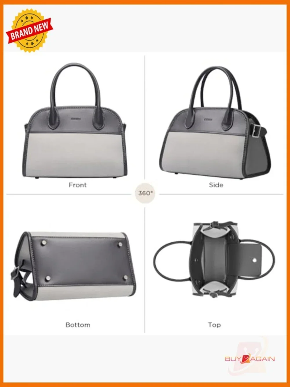 PU Leather Satchel Bag Top Handle Crossbody Zipper Purse Work Travel